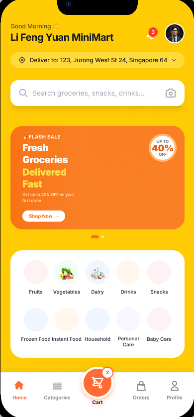 Customer app — home
