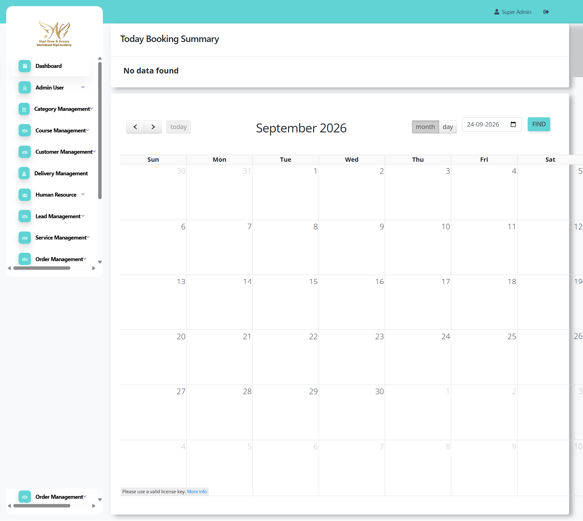 Admin dashboard