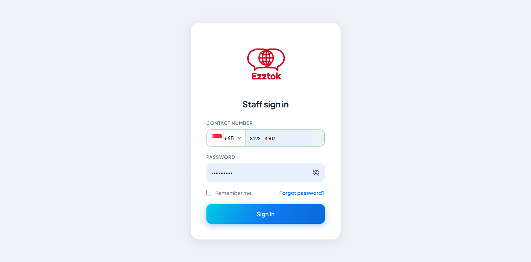 Staff login